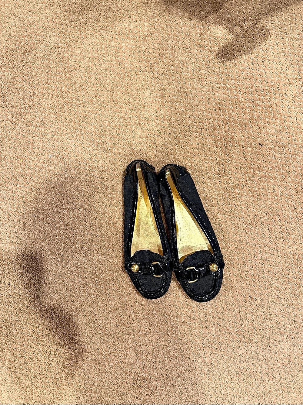 Coach Black Buckle Flats